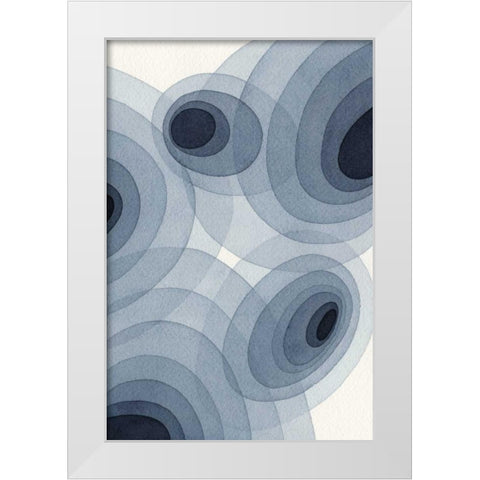 Indigo Ovals II White Modern Wood Framed Art Print by Galapon, Nikki