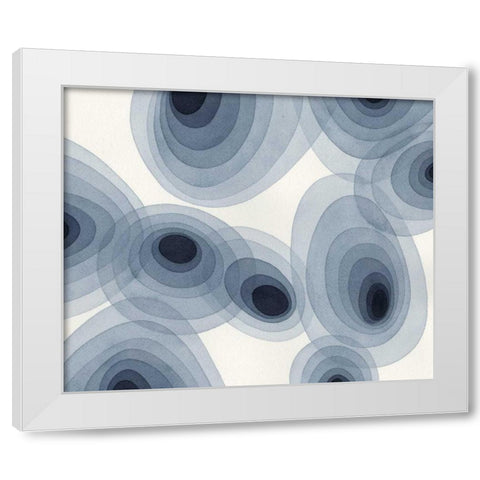 Indigo Ovals III White Modern Wood Framed Art Print by Galapon, Nikki