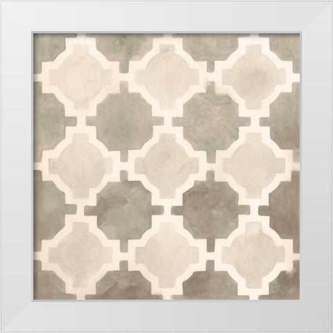 Neutral Watercolor Tile I White Modern Wood Framed Art Print by Vess, June Erica