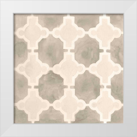 Neutral Watercolor Tile III White Modern Wood Framed Art Print by Vess, June Erica