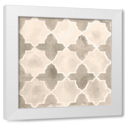 Neutral Watercolor Tile IV White Modern Wood Framed Art Print by Vess, June Erica