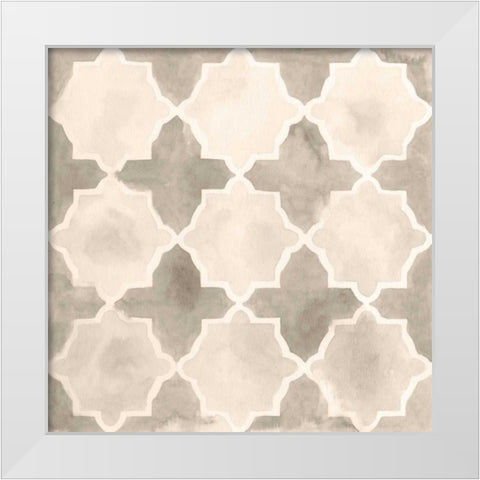 Neutral Watercolor Tile IV White Modern Wood Framed Art Print by Vess, June Erica