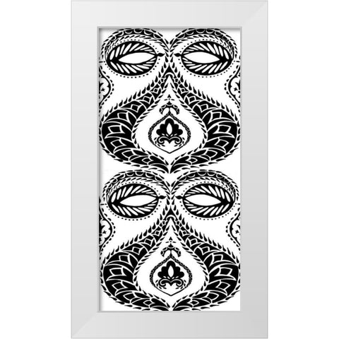 BandW Arabesque Panels I White Modern Wood Framed Art Print by Zarris, Chariklia