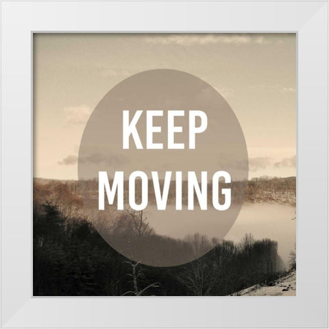 Foggy Mountain Motivation II White Modern Wood Framed Art Print by Studio W