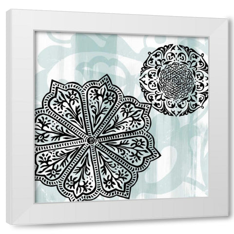 Rosettes on Aqua II White Modern Wood Framed Art Print by Studio W
