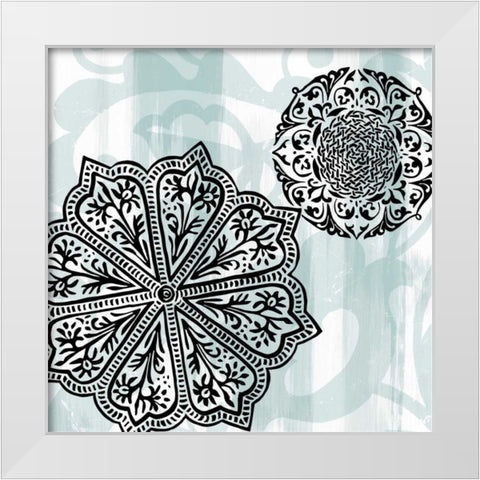 Rosettes on Aqua II White Modern Wood Framed Art Print by Studio W