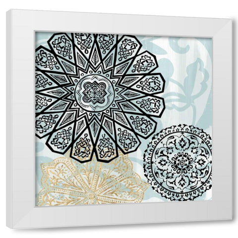 Rosettes on Aqua III White Modern Wood Framed Art Print by Studio W