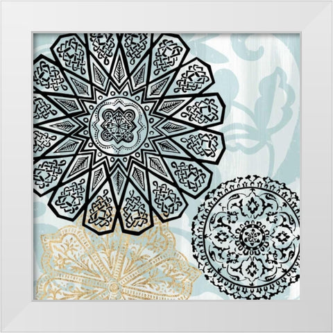Rosettes on Aqua III White Modern Wood Framed Art Print by Studio W