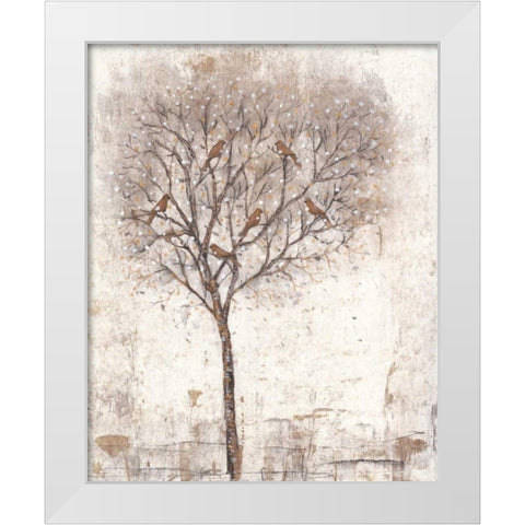 Tree of Birds II White Modern Wood Framed Art Print by OToole, Tim