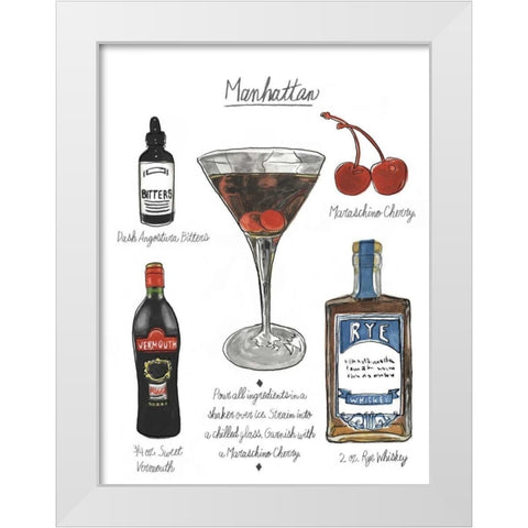 Classic Cocktail - Manhattan White Modern Wood Framed Art Print by McCavitt, Naomi