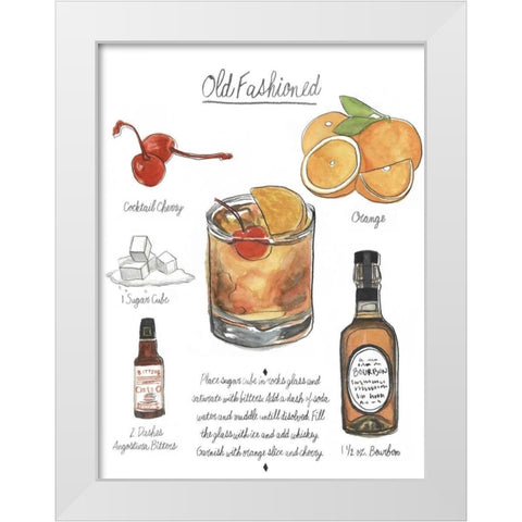 Classic Cocktail - Old Fashioned White Modern Wood Framed Art Print by McCavitt, Naomi