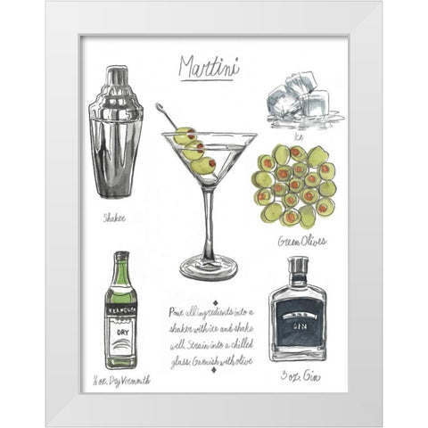 Classic Cocktail - Martini White Modern Wood Framed Art Print by McCavitt, Naomi