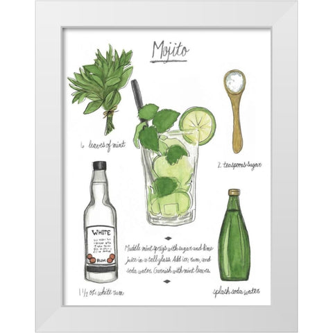 Classic Cocktail - Mojito White Modern Wood Framed Art Print by McCavitt, Naomi