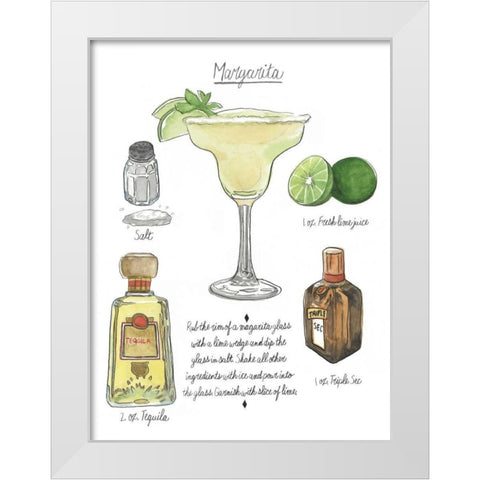 Classic Cocktail - Margarita White Modern Wood Framed Art Print by McCavitt, Naomi