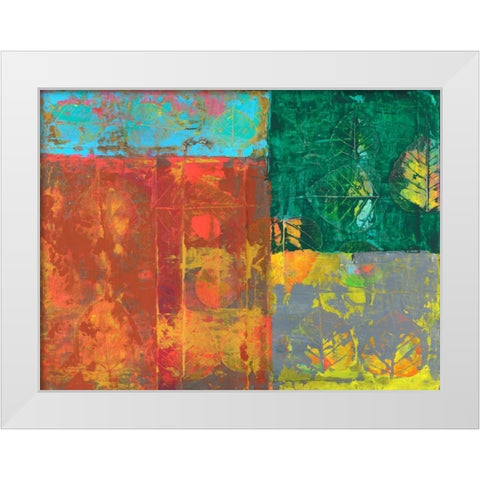 Colorful Leaf Imprint I White Modern Wood Framed Art Print by Ray, Elena