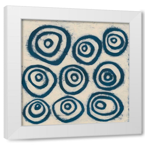 Indigo Signals I White Modern Wood Framed Art Print by Vess, June Erica