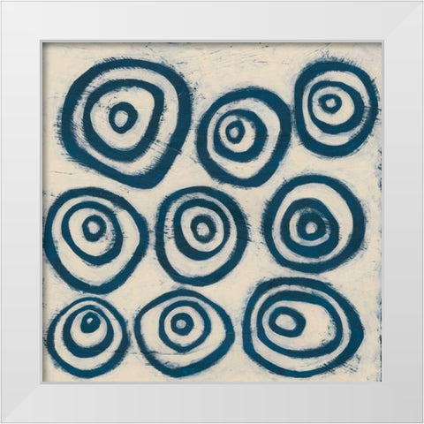 Indigo Signals I White Modern Wood Framed Art Print by Vess, June Erica