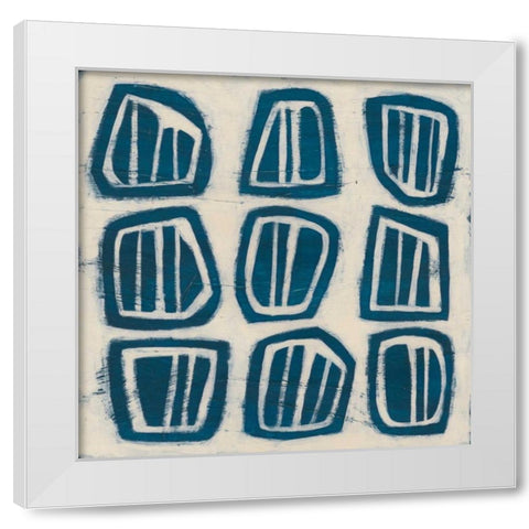 Indigo Signals III White Modern Wood Framed Art Print by Vess, June Erica