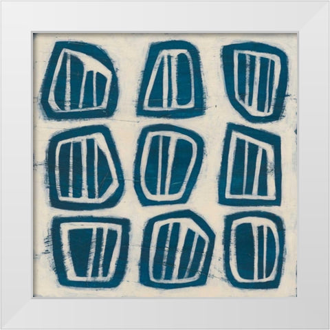 Indigo Signals III White Modern Wood Framed Art Print by Vess, June Erica