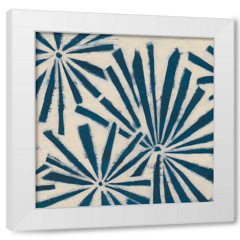 Indigo Signals V White Modern Wood Framed Art Print by Vess, June Erica