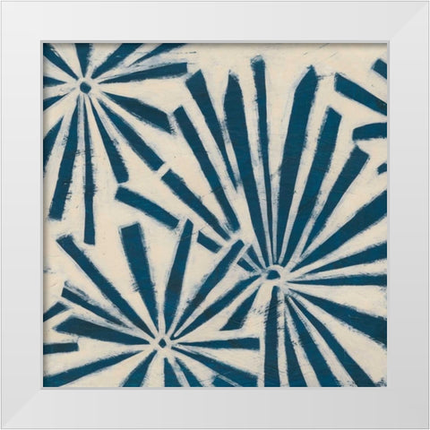 Indigo Signals V White Modern Wood Framed Art Print by Vess, June Erica