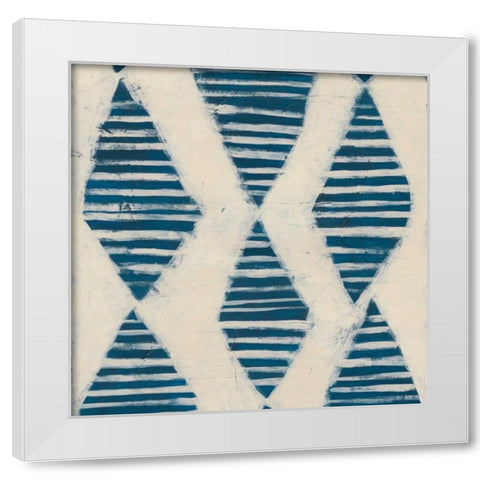 Indigo Signals VII White Modern Wood Framed Art Print by Vess, June Erica