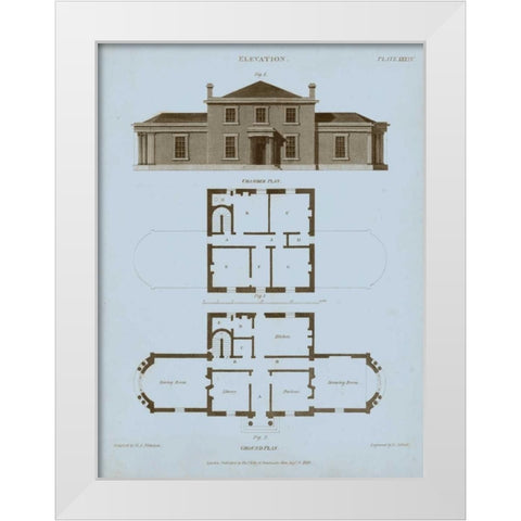 Chambray House and Plan I White Modern Wood Framed Art Print by Kelly, Thomas