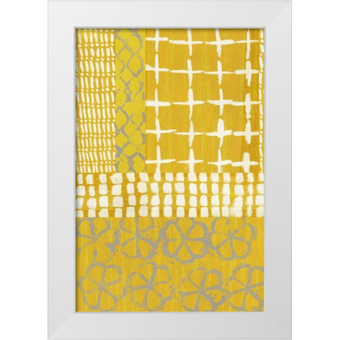 Golden Blockprint I White Modern Wood Framed Art Print by Zarris, Chariklia