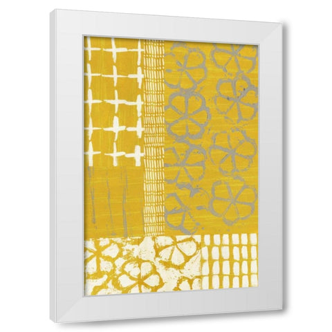 Golden Blockprint II White Modern Wood Framed Art Print by Zarris, Chariklia