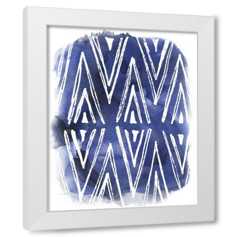 Indigo Batik Vignette II White Modern Wood Framed Art Print by Vess, June Erica