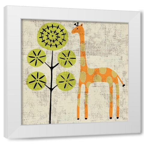 Adas Giraffe White Modern Wood Framed Art Print by Zarris, Chariklia