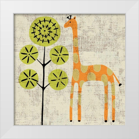 Adas Giraffe White Modern Wood Framed Art Print by Zarris, Chariklia