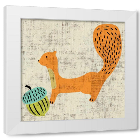 Adas Squirrel White Modern Wood Framed Art Print by Zarris, Chariklia