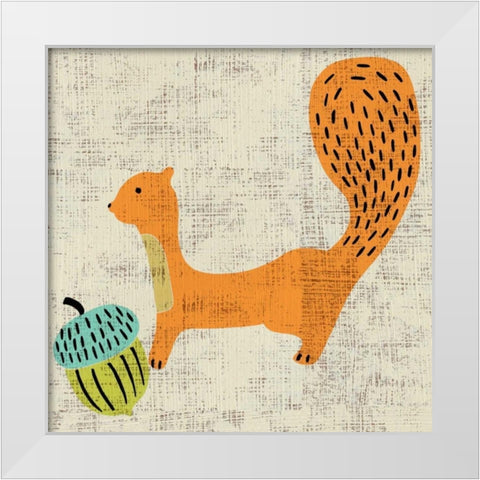 Adas Squirrel White Modern Wood Framed Art Print by Zarris, Chariklia