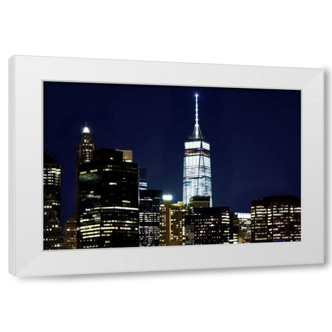 New York at Night VI White Modern Wood Framed Art Print by McLoughlin, James