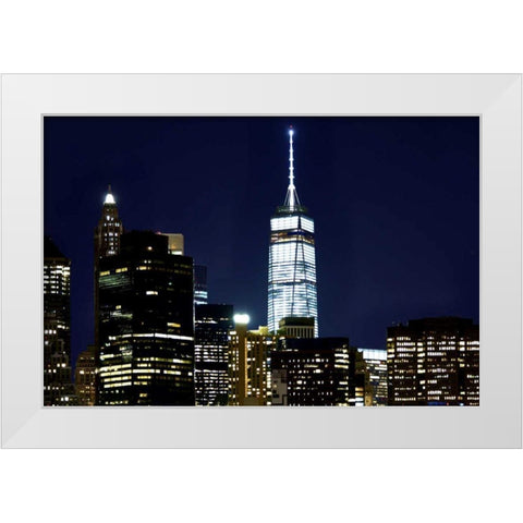 New York at Night VI White Modern Wood Framed Art Print by McLoughlin, James