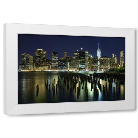 New York at Night VII White Modern Wood Framed Art Print by McLoughlin, James
