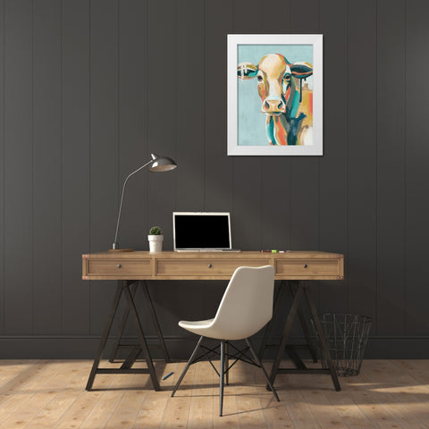 Colorful Cows I White Modern Wood Framed Art Print by Popp, Grace