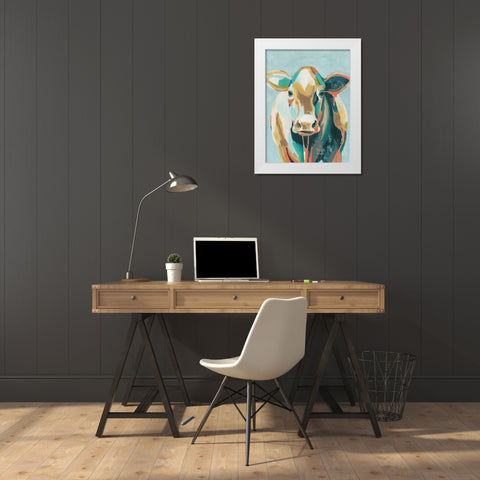 Colorful Cows II White Modern Wood Framed Art Print by Popp, Grace