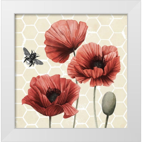 Poppy Buzz I White Modern Wood Framed Art Print by Popp, Grace