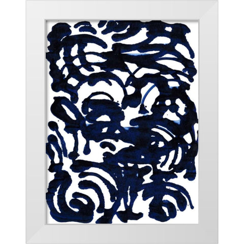 Indigo Swirls II White Modern Wood Framed Art Print by Fuchs, Jodi