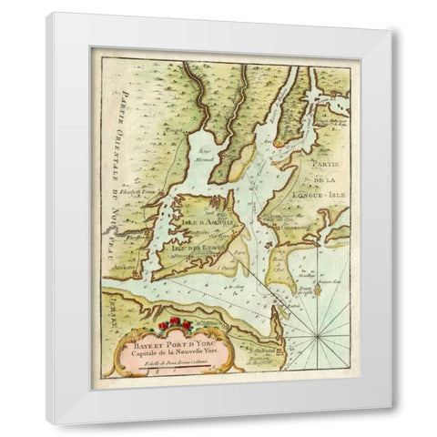 Petite Map of the Port of New York White Modern Wood Framed Art Print by Unknown