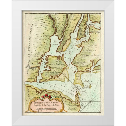 Petite Map of the Port of New York White Modern Wood Framed Art Print by Unknown