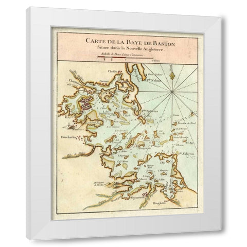 Petite Map of the Port of Boston White Modern Wood Framed Art Print by Unknown