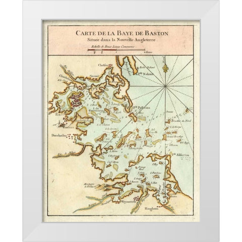 Petite Map of the Port of Boston White Modern Wood Framed Art Print by Unknown
