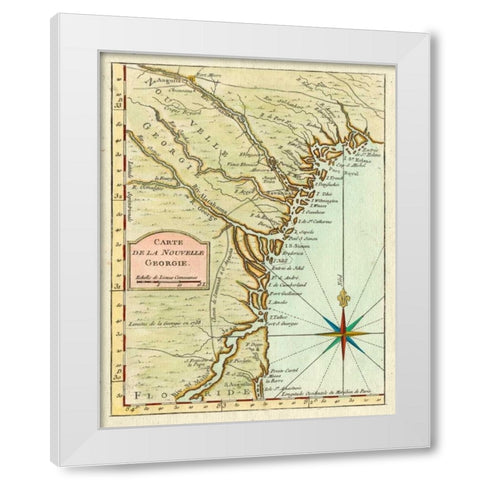Petite Map of Georgia White Modern Wood Framed Art Print by Unknown