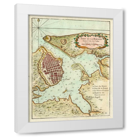 Petite Map of the Port of Havana White Modern Wood Framed Art Print by Unknown
