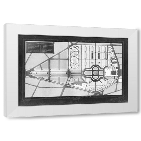 French Garden Blueprint II White Modern Wood Framed Art Print by unknown