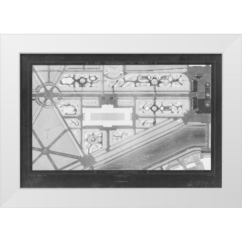 French Garden Blueprint IV White Modern Wood Framed Art Print by Unknown
