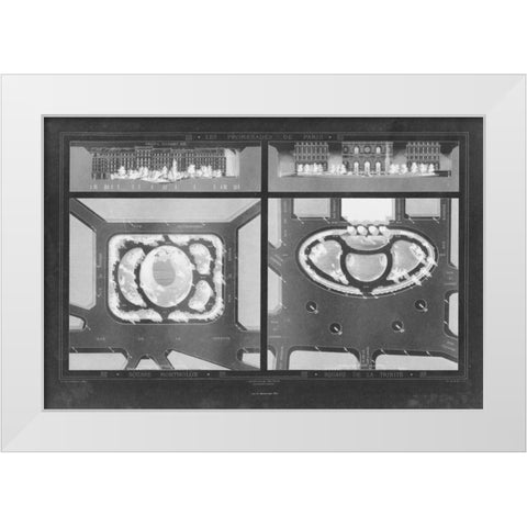 French Garden Blueprint V White Modern Wood Framed Art Print by Unknown